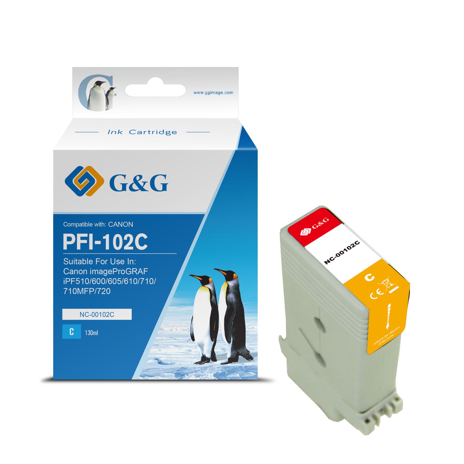 0896B001 / PFI-102 C - cartouche qualité premium compatible Canon - cyan
