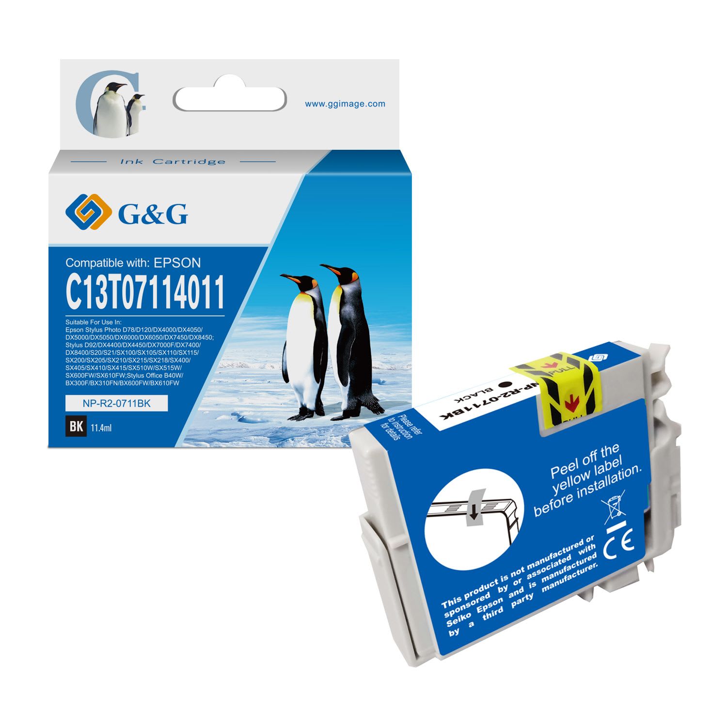 C13T07114011 / T0711 - cartouche qualité premium compatible Epson - noire