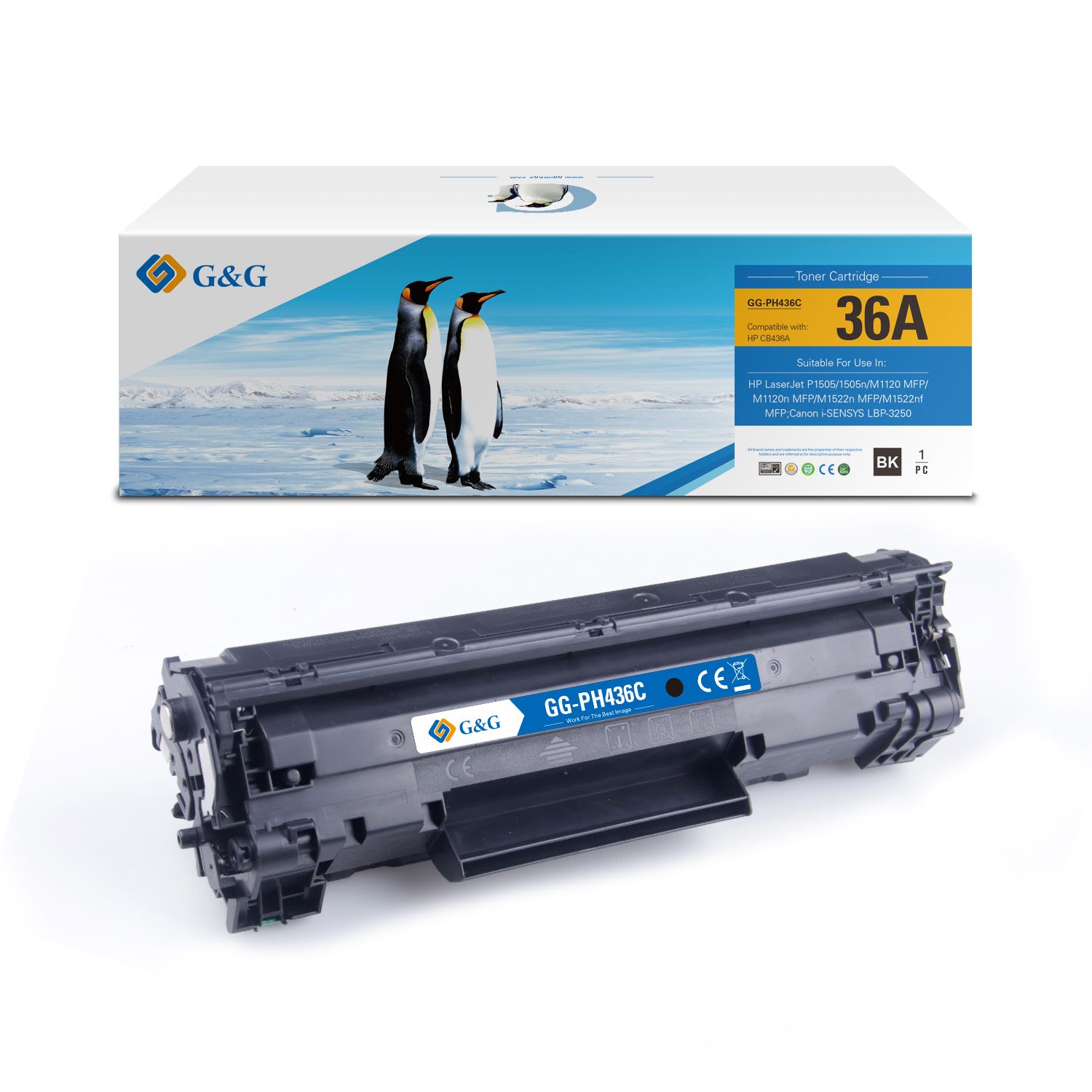 CB436A / 36A - toner qualité premium compatible HP - noir