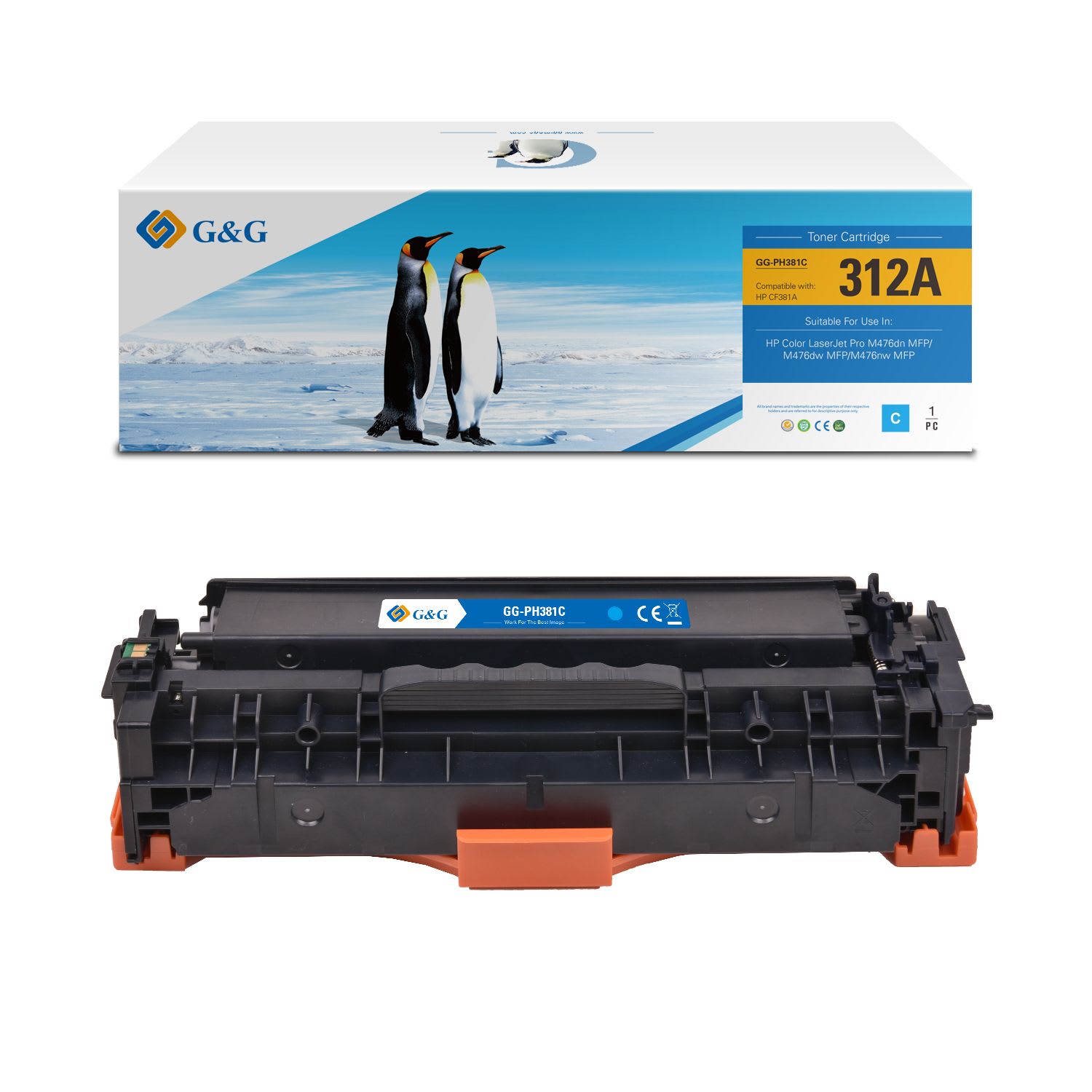 CF381A / 312A - toner qualité premium compatible HP - cyan