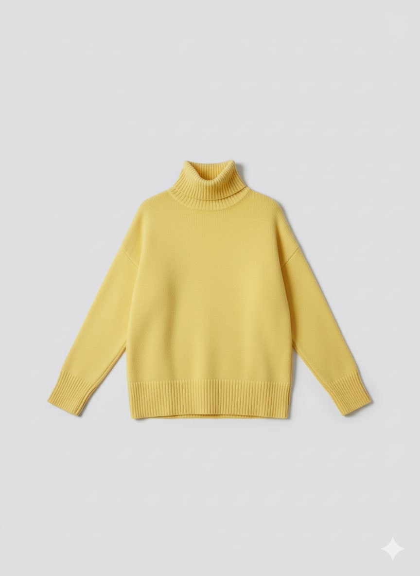 Pull jaune col roulé oversize — vue 3