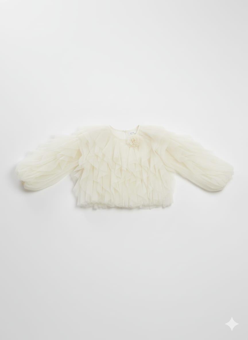 Top blanc chic manches bouffantes — vue 3