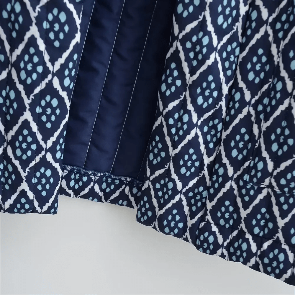 Veste Kimono Motif Géométrique Bleu — vue 3