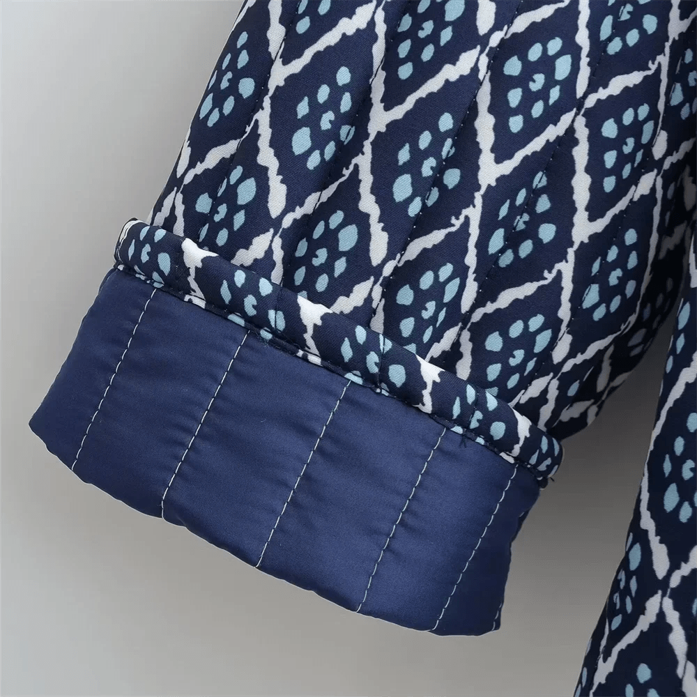 Veste Kimono Motif Géométrique Bleu — vue 4