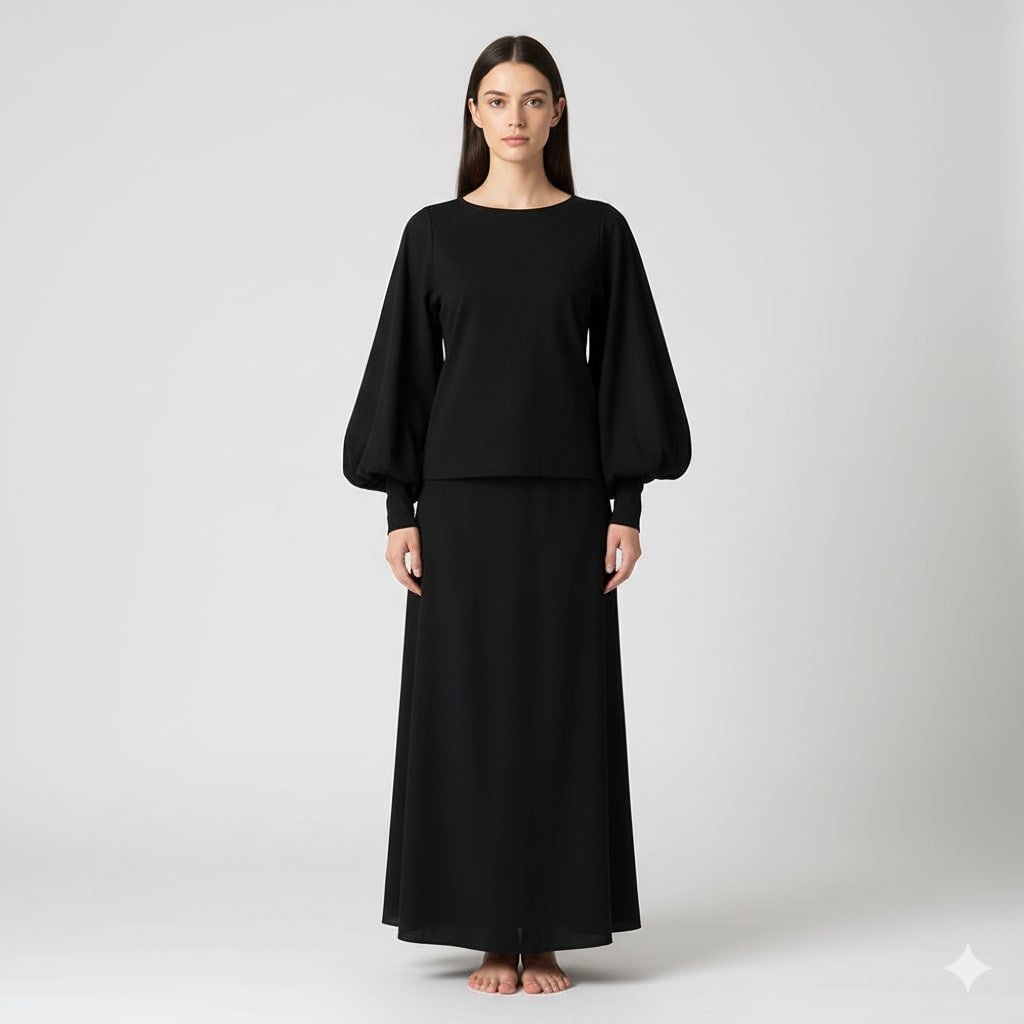 Haut noir fluide manches larges — vue 1