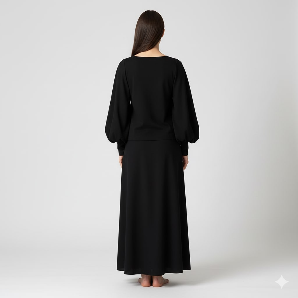 Haut noir fluide manches larges — vue 2
