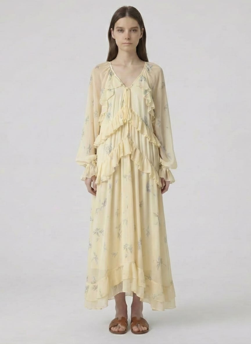 Robe Longue à Volants en Cascade Tsniout — vue 4