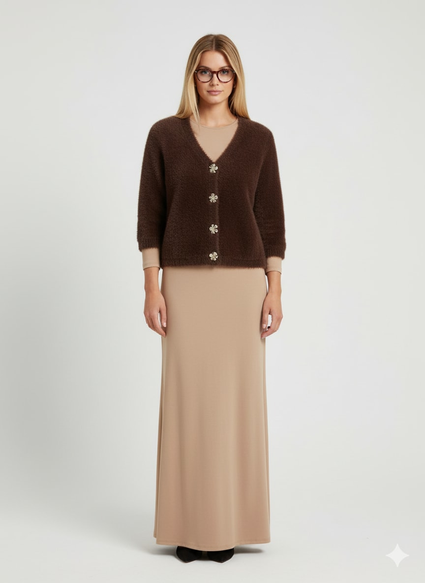 Cardigan marron — vue 1