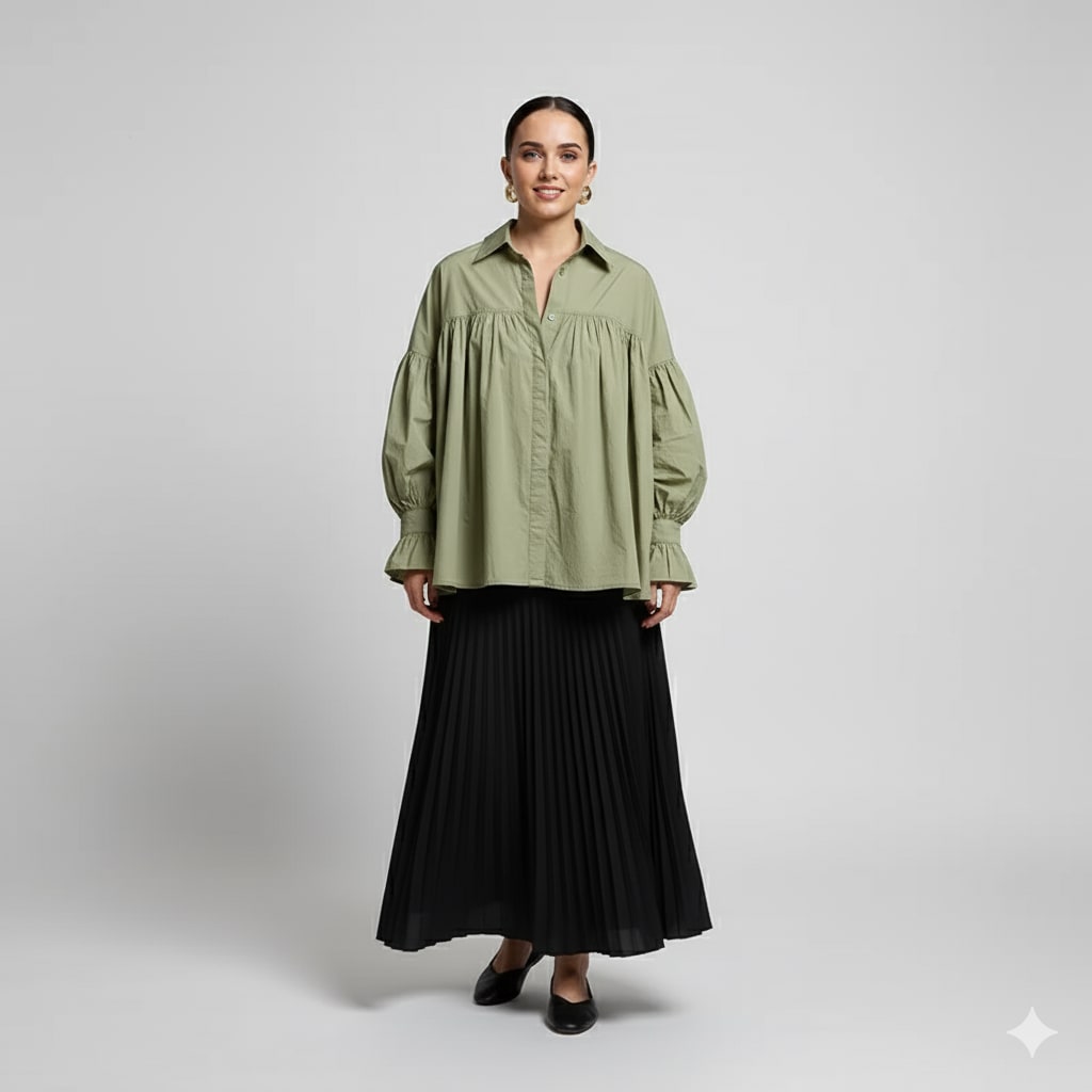 Chemise décontractée à manches lanterne — vue 1