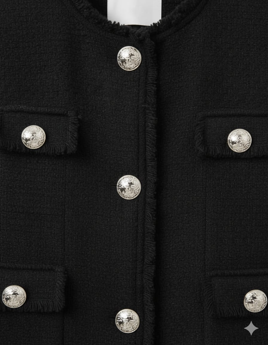 Veste courte en tweed noire — vue 4