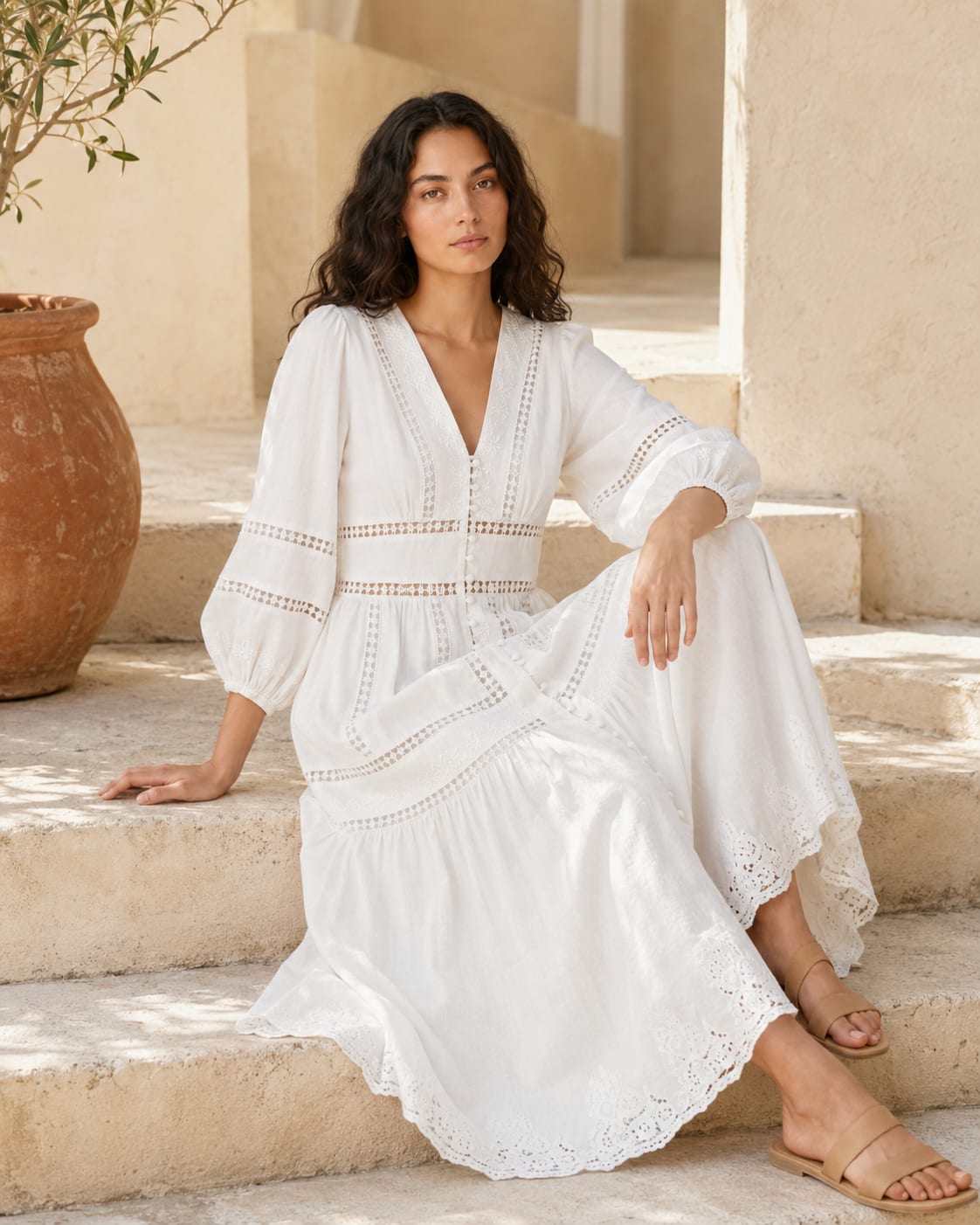 Robe manches longues bouffantes Tsniout