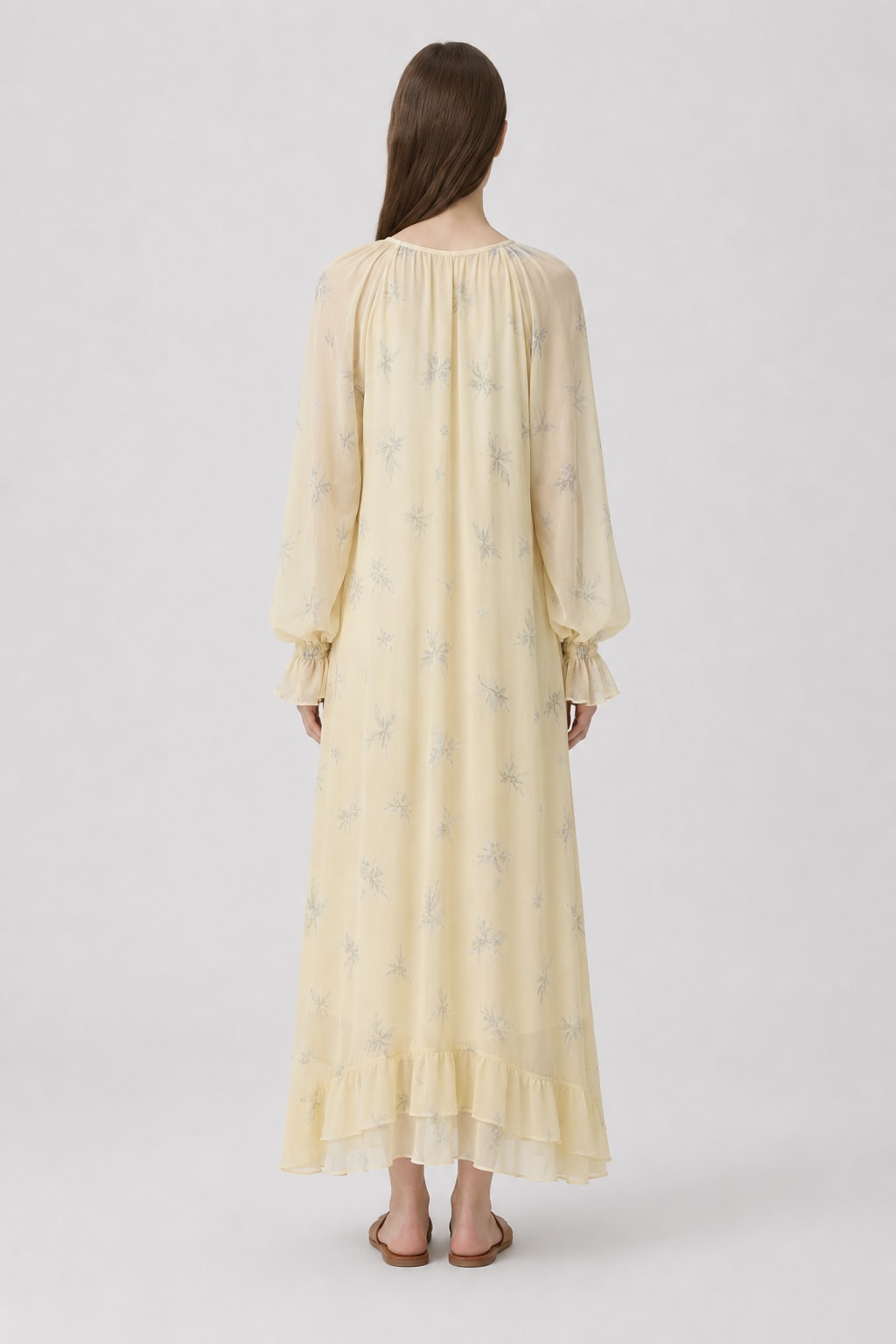 Robe Longue à Volants en Cascade Tsniout