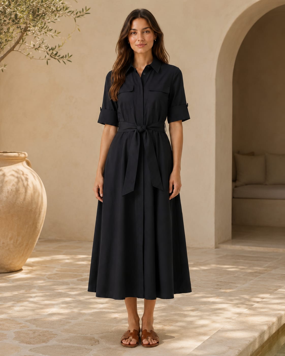 Robe mi-longue chemise Tsniout