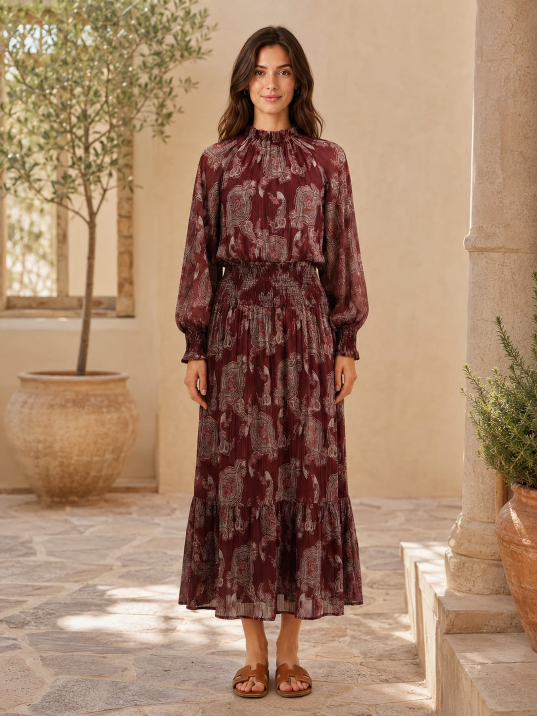 Robe Longue Bohème à Imprimé fleur Tsniout
