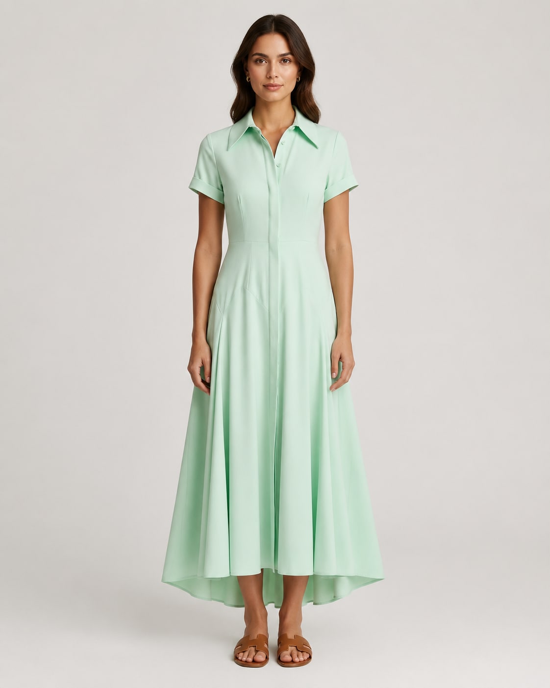 Robe Longue chemise verte Tsniout