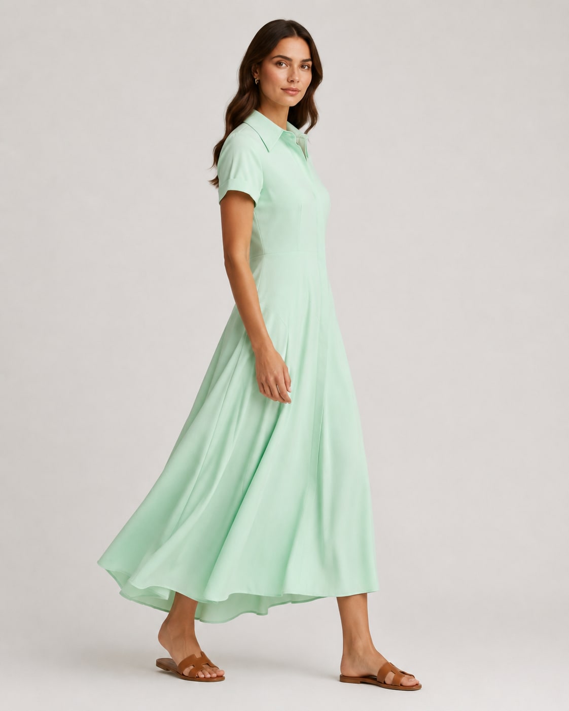Robe Longue chemise verte Tsniout