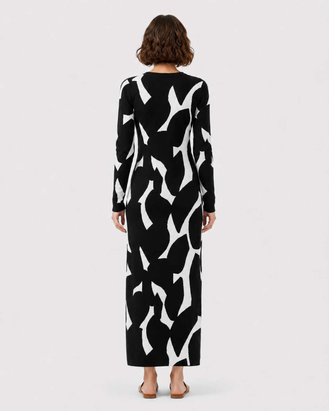 Robe Longue pull imprimé Noir & Blanc Tsniout