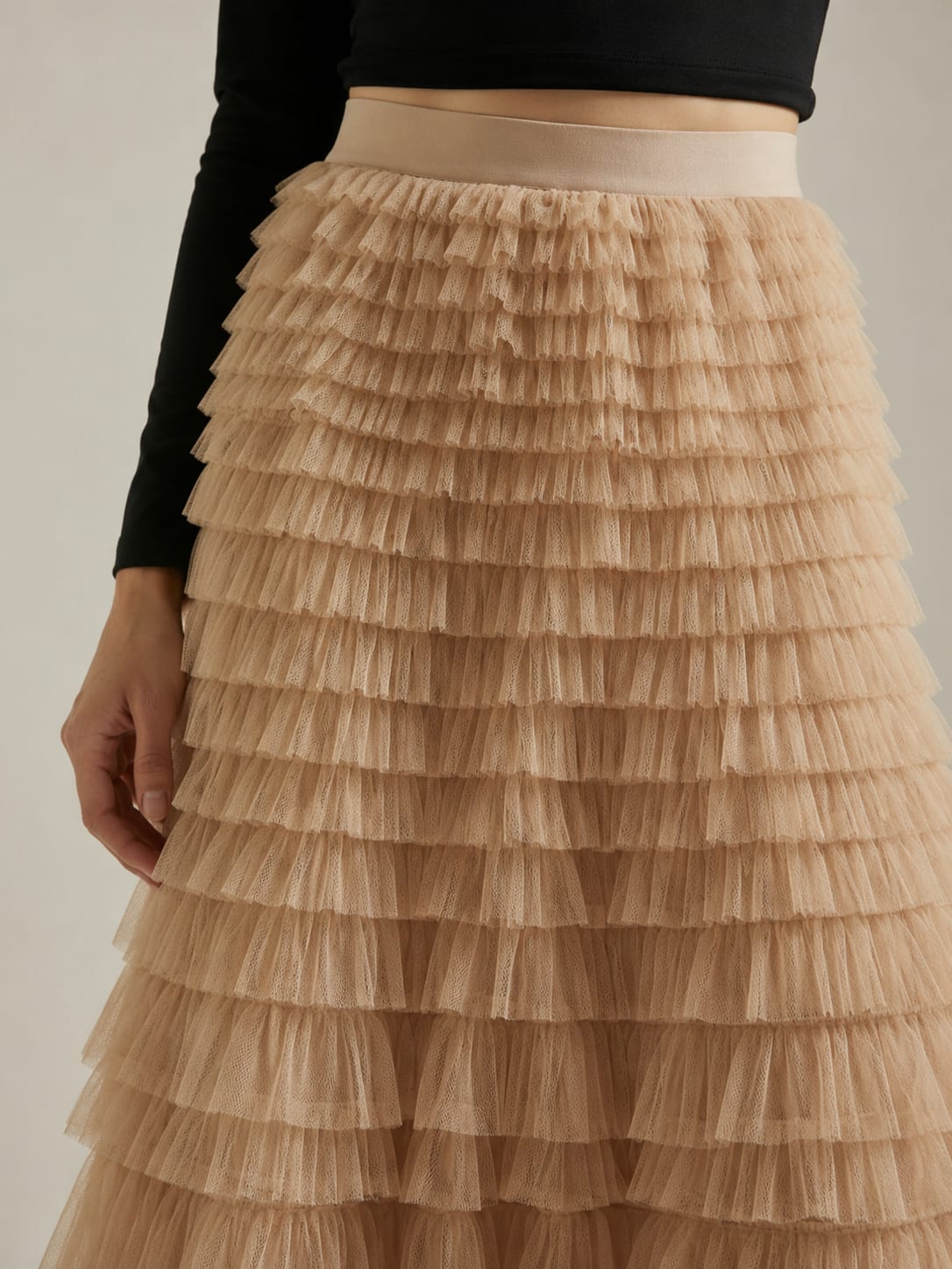 Jupe longue plissée en tulle Tsniout