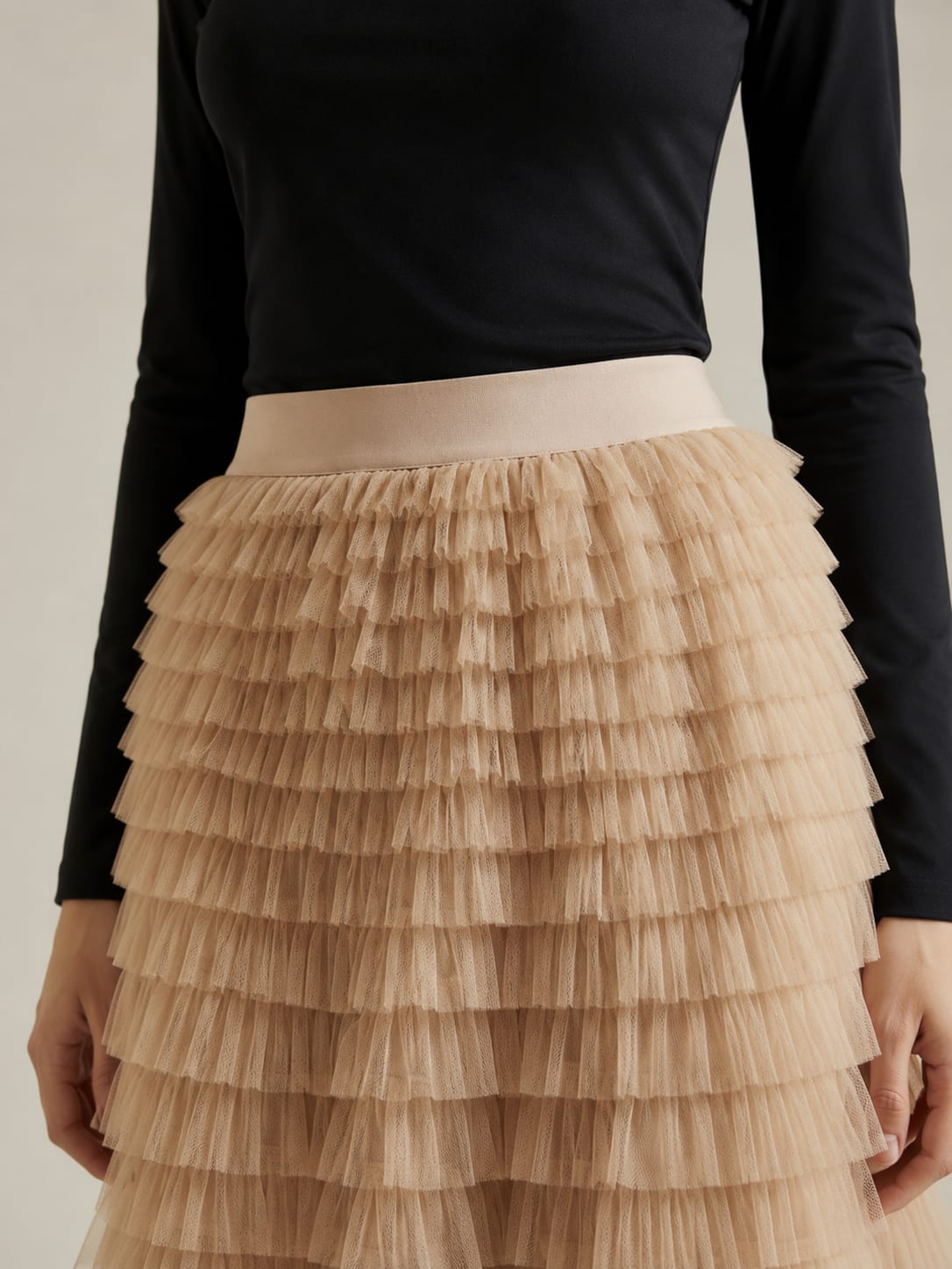 Jupe longue plissée en tulle Tsniout