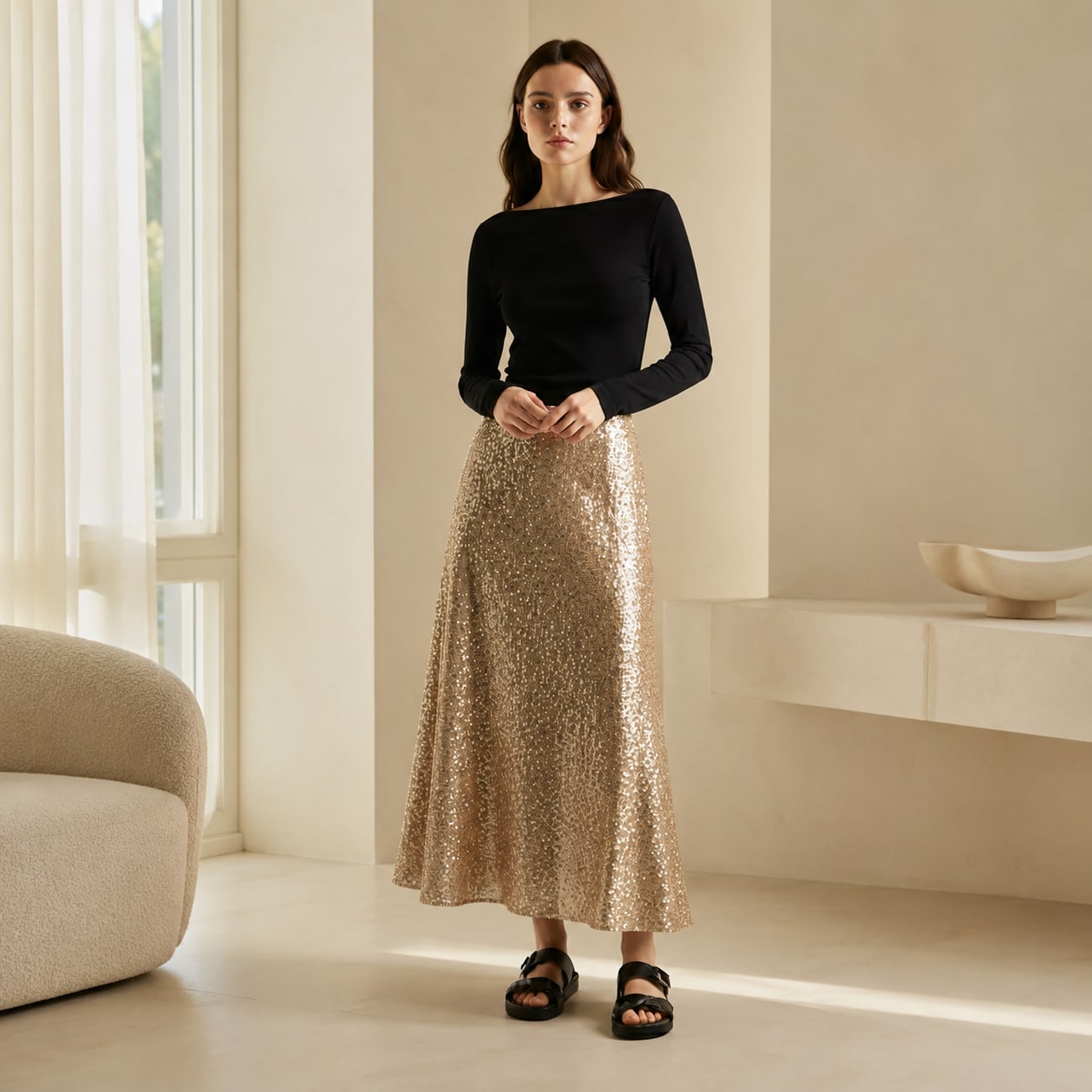 Jupe longue à sequins Tsniout