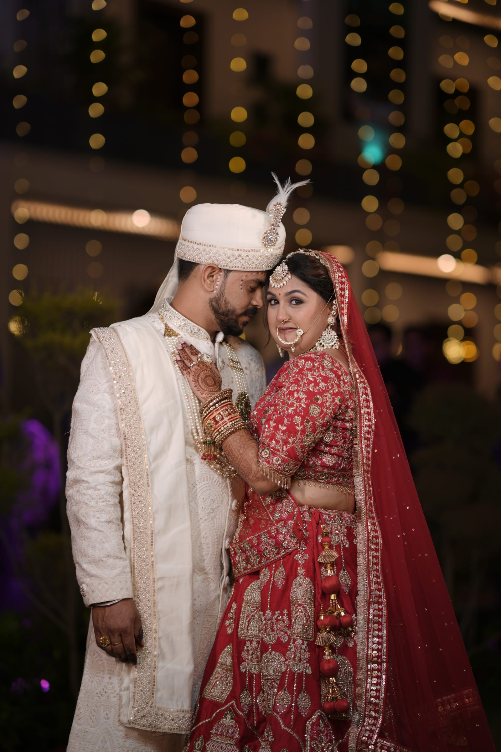 Romantic couple embrace