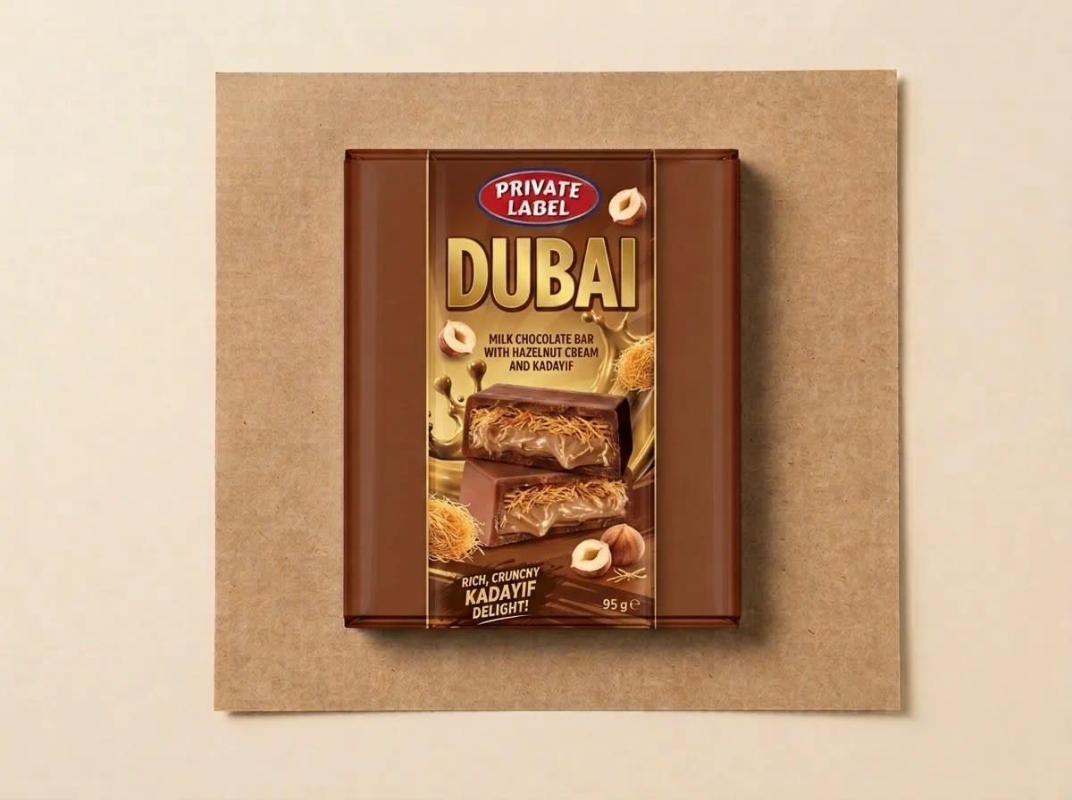 Hazelnut-kadayif filled milk chocolate bar