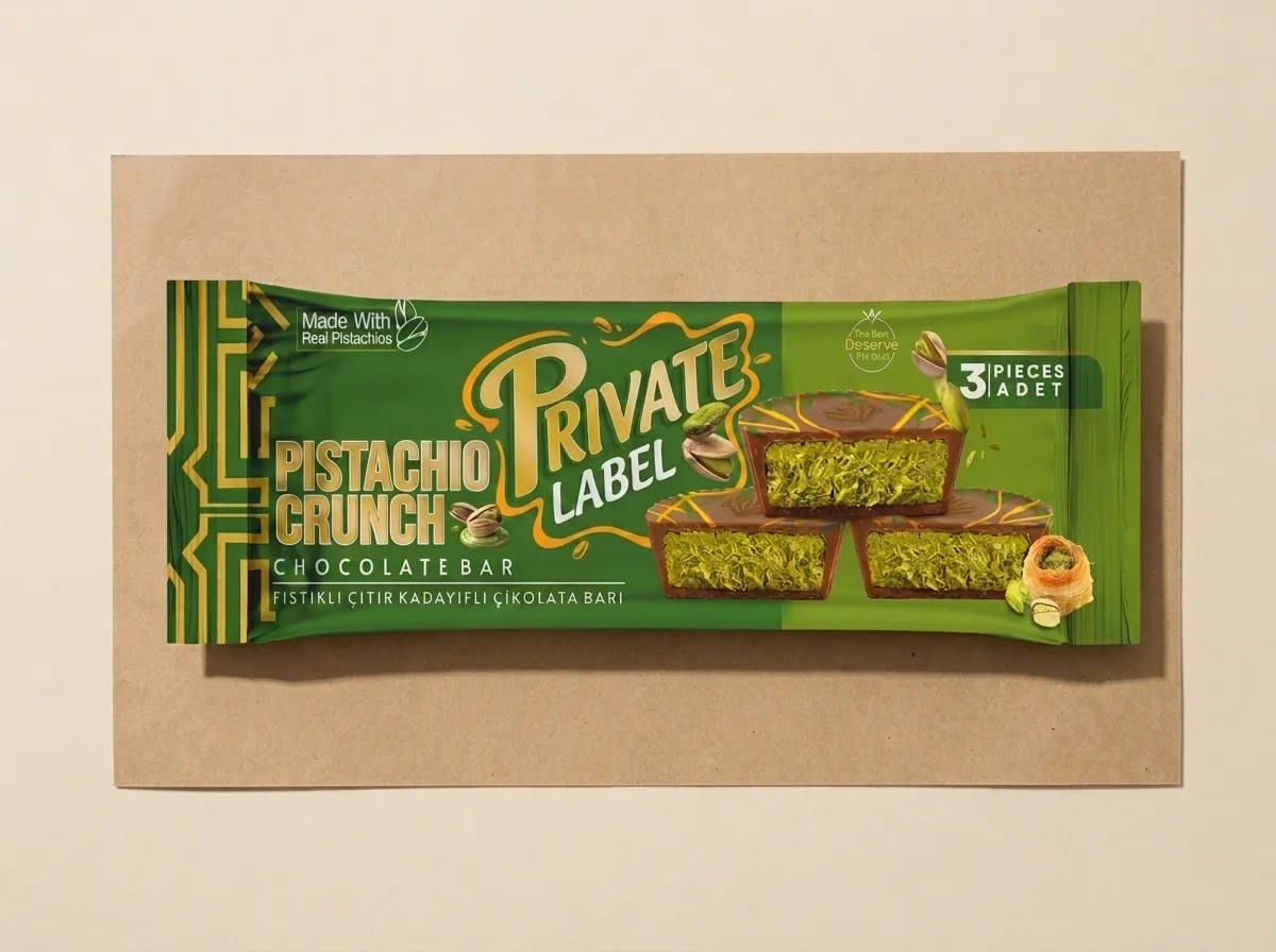 Pistachio-cream and kadayif chocolate bar