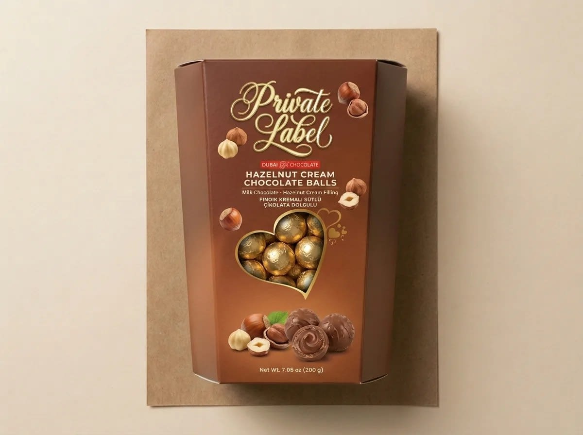 Chocolate balls with hazelnut cream