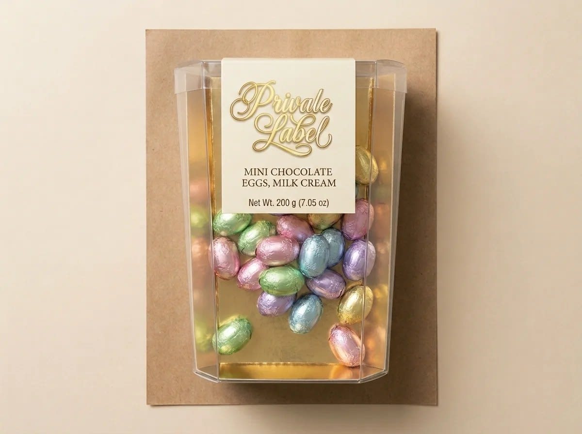 Mini chocolate eggs with milk cream