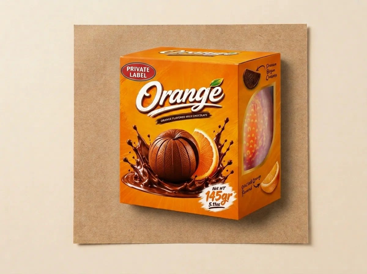 Orange milk chocolate ball, gift box