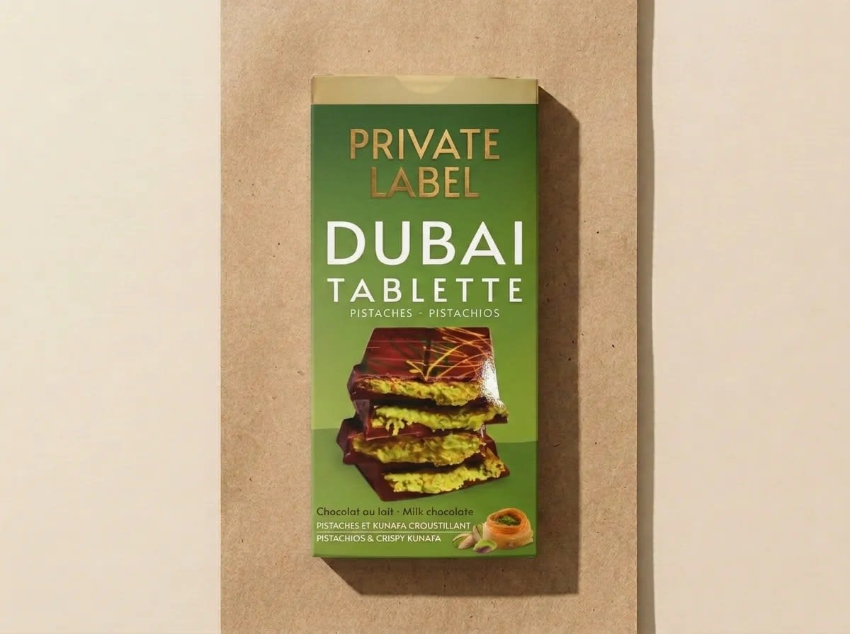 Pistachio-cream and kadayif bar, milk compound (100 g box)
