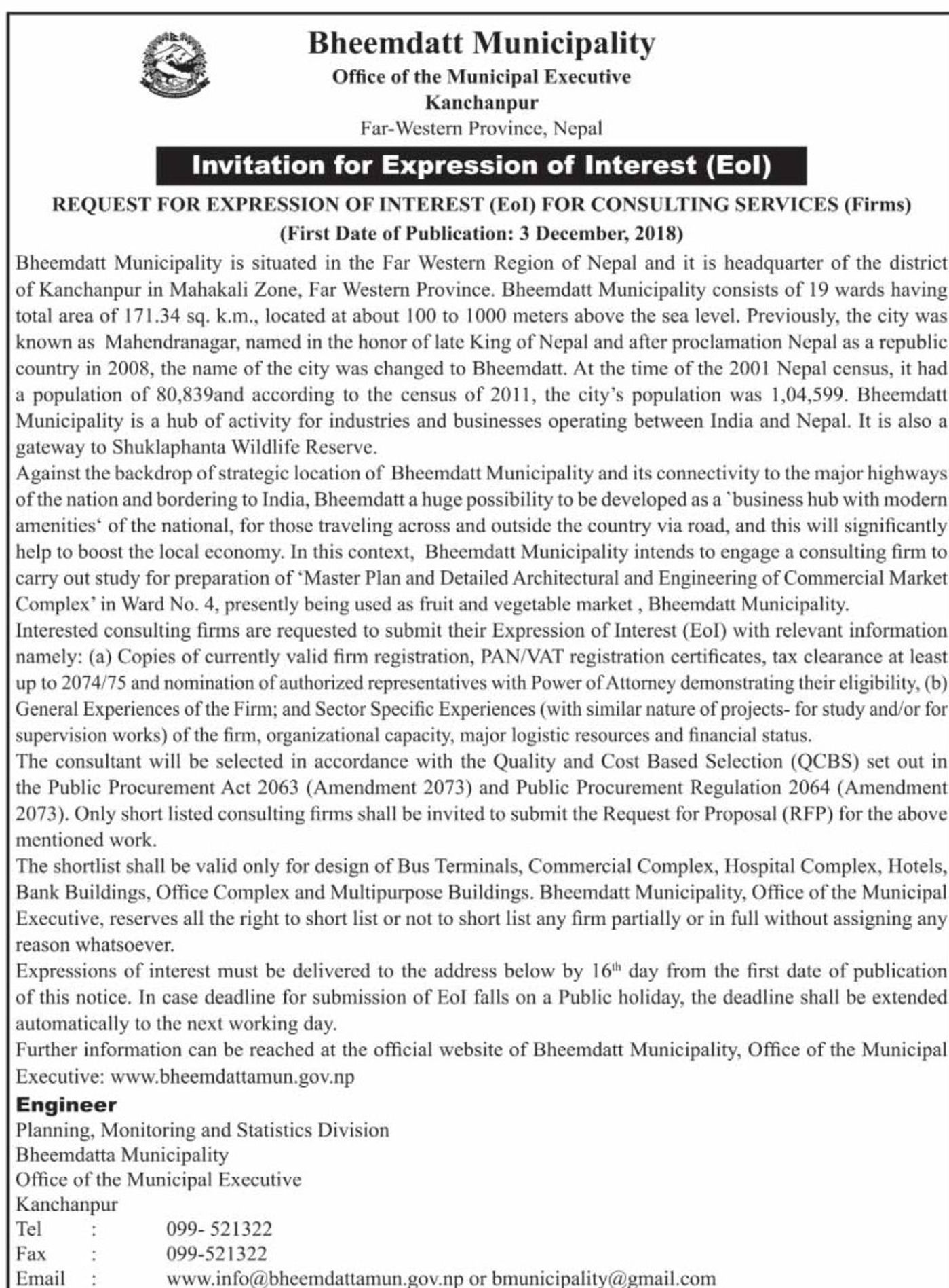 Bids and Tenders Nepal - Invitation for Expression of 