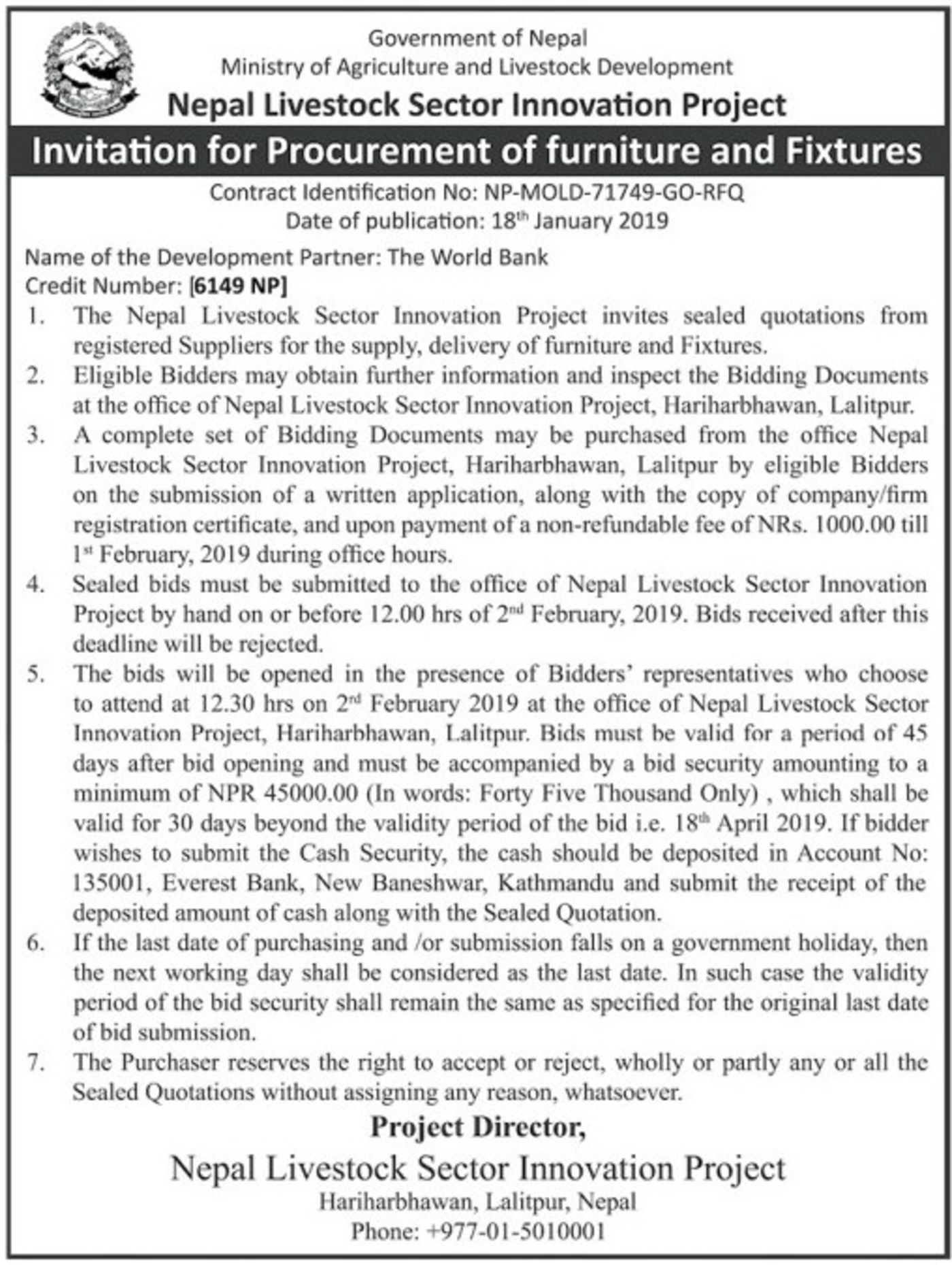 Bids And Tenders Nepal Invitation For Quotation Procurement