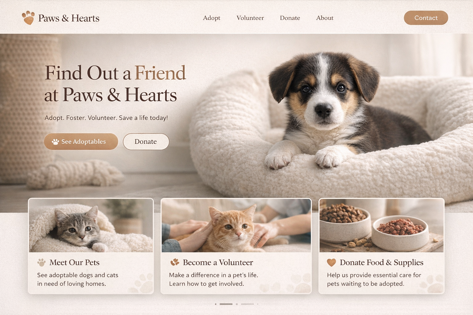 Paws and Hearts Website