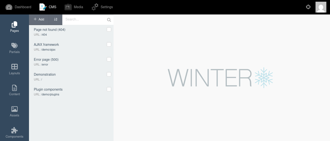 Winter CMS - Admin Menu