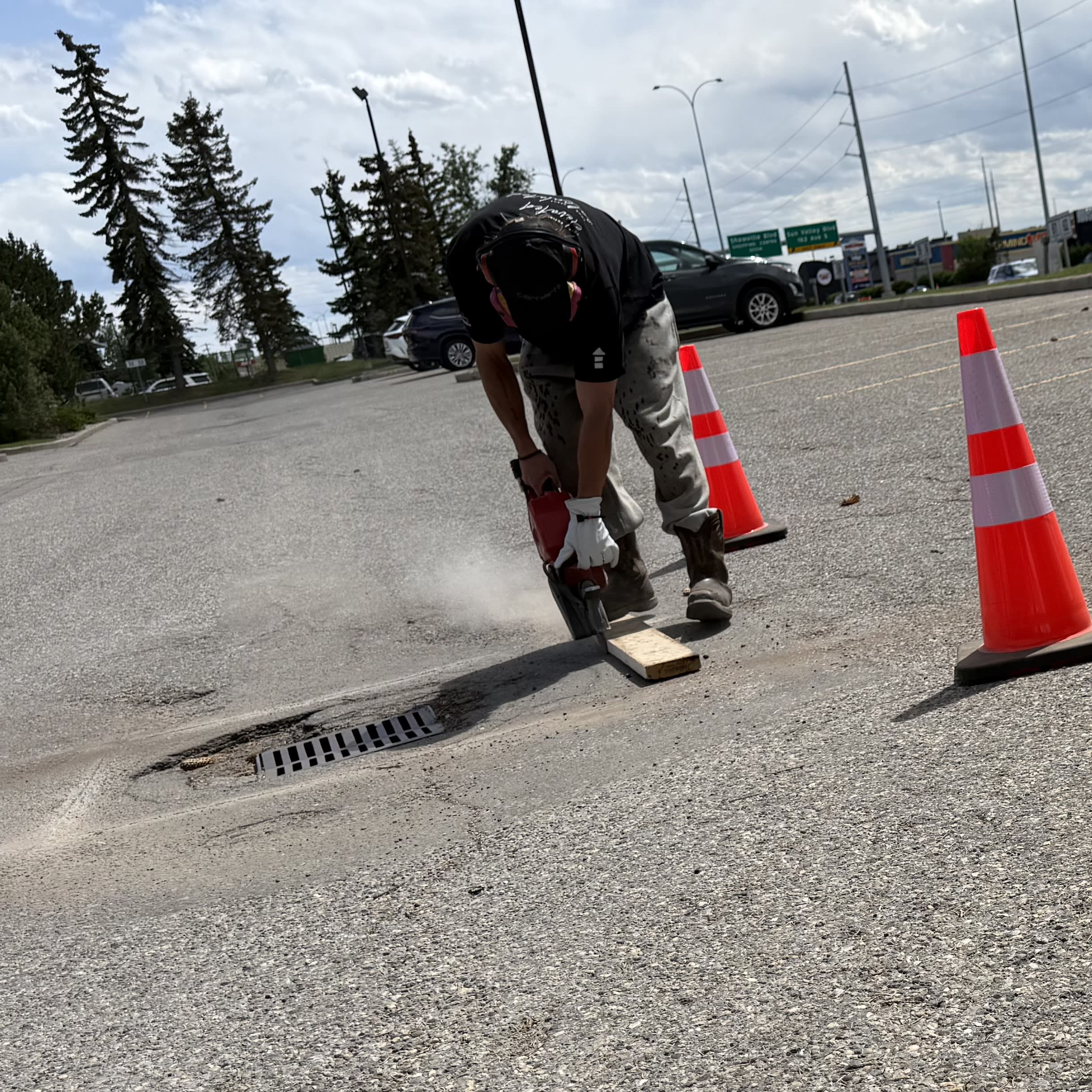 Asphalt repair work by Wolf Contracting Calgary