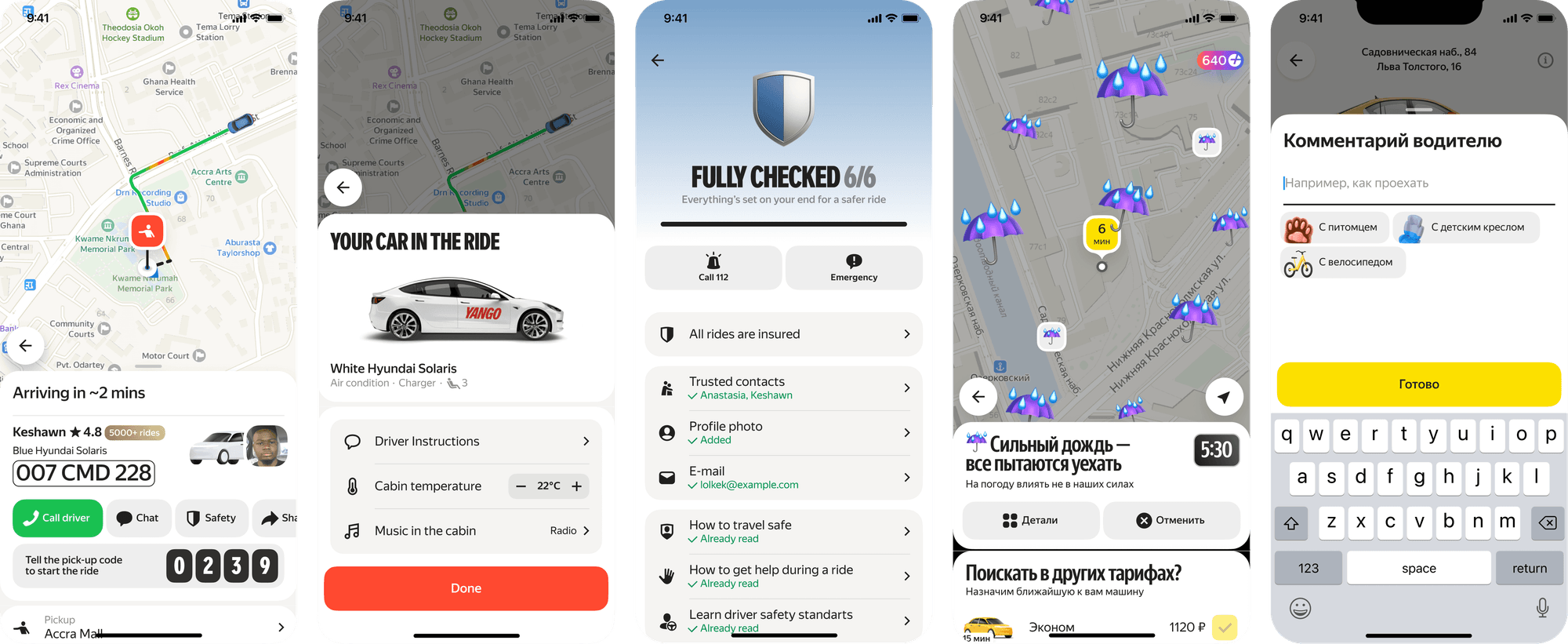 taxi in yandex go & yango