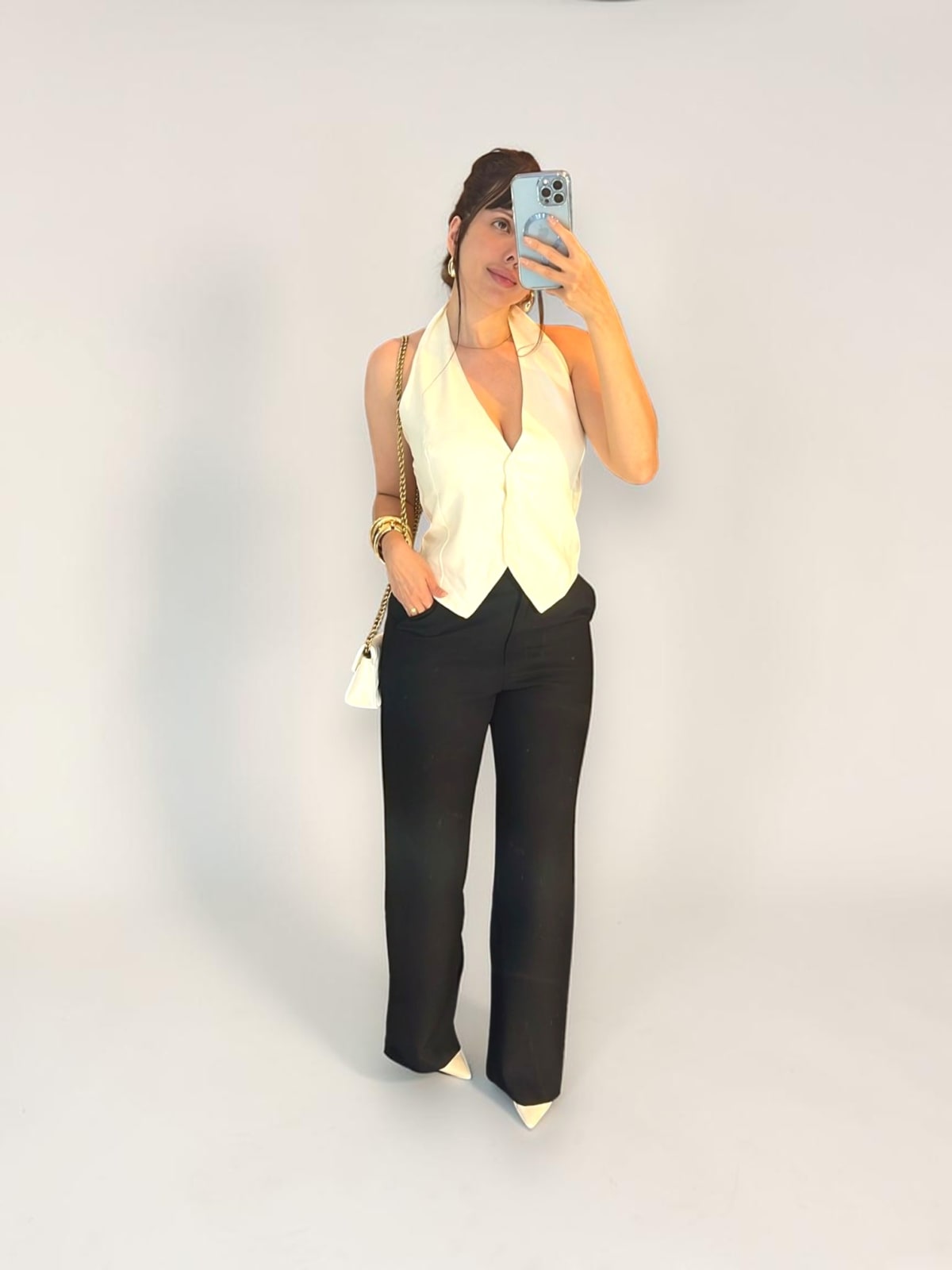 CONJUNTO CALÇA COM COLETE OFF WHITE — foto 2
