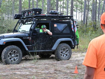 Vehicles staged for the next challenge leg