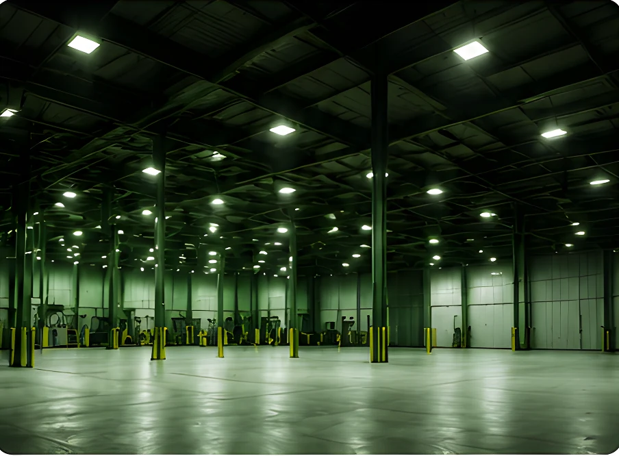 LED high-bay lighting inside an Indianapolis warehouse