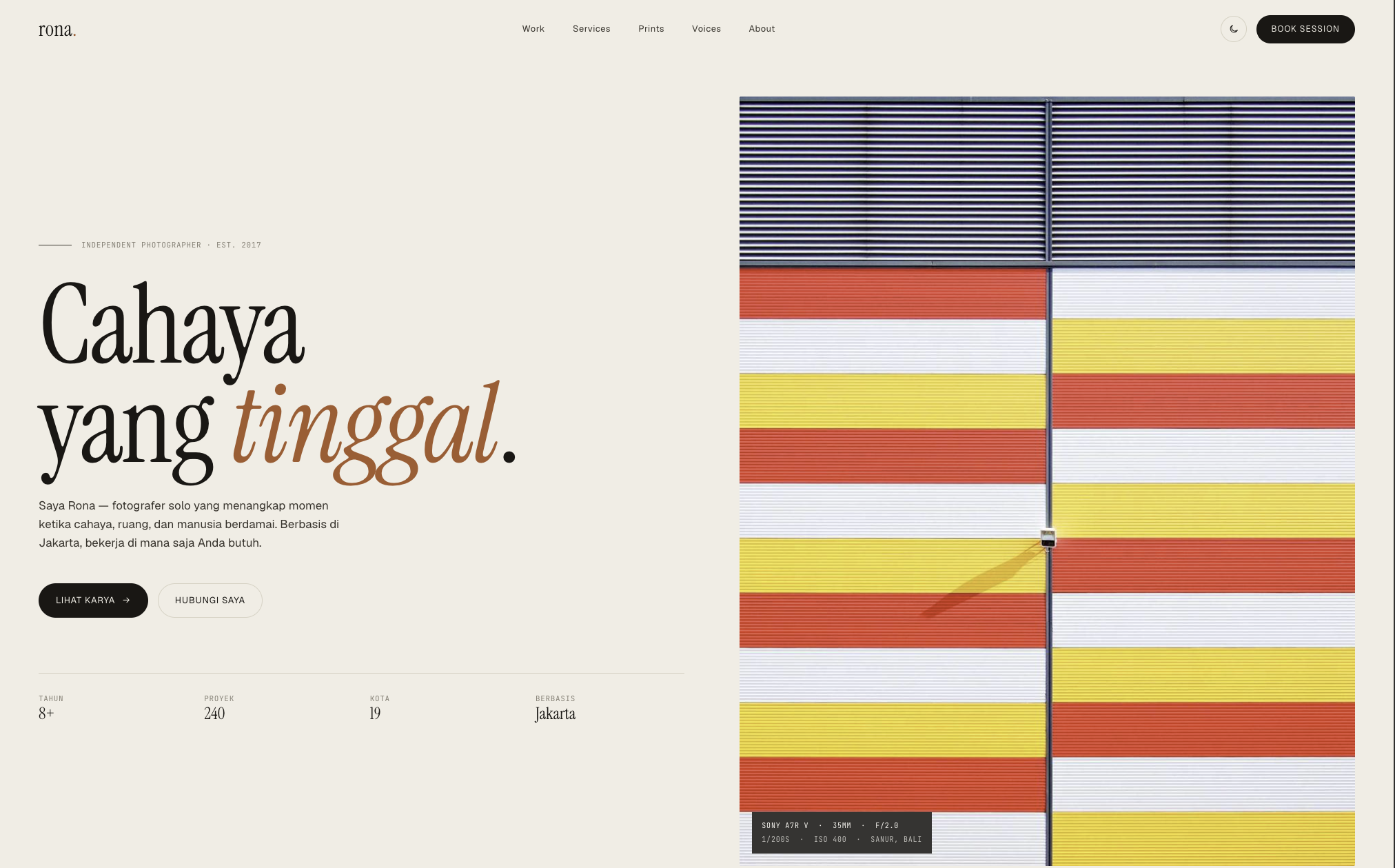 Rona: a portfolio built for photographers who shoot first and talk later