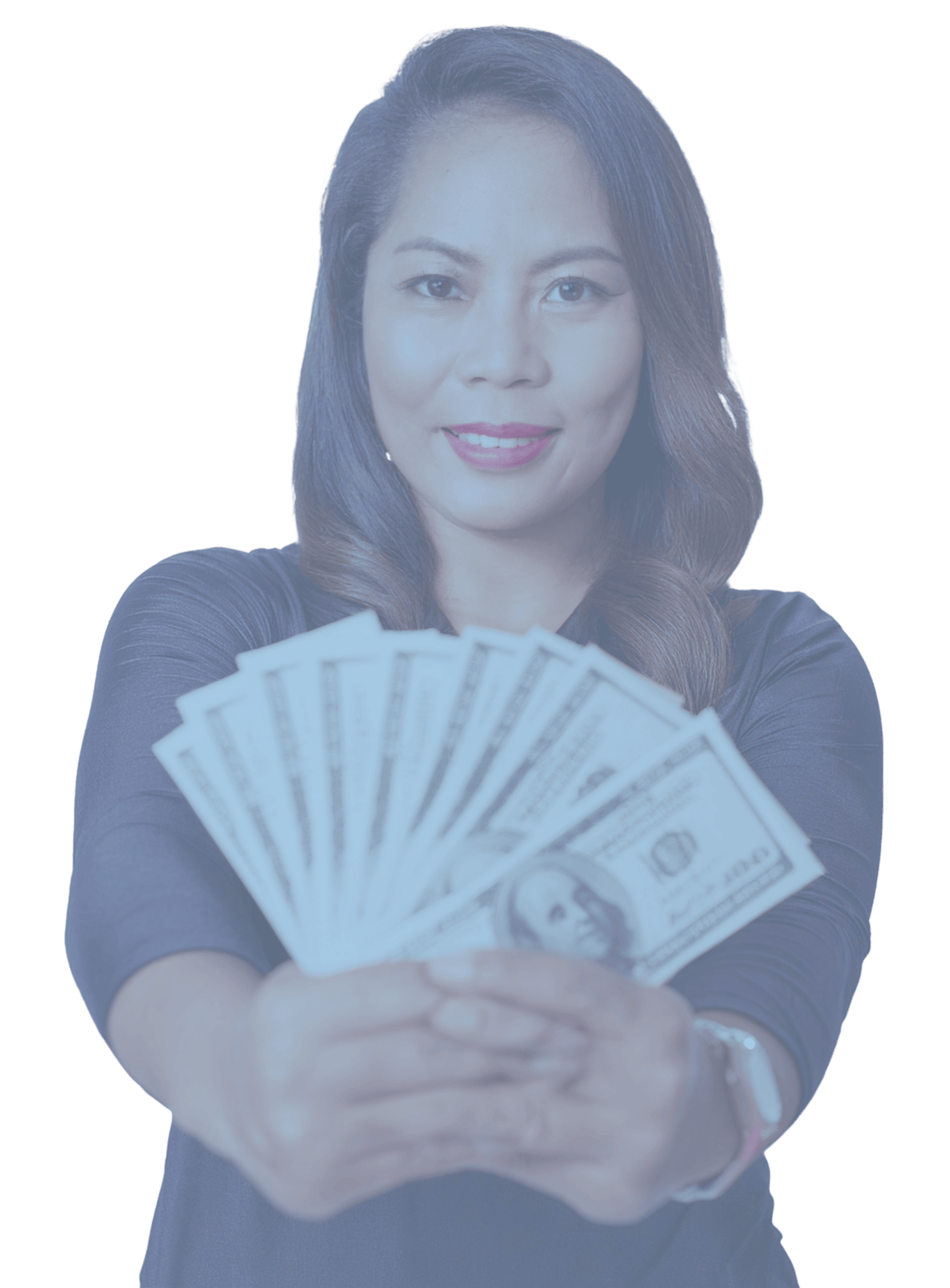 Woman with cash background