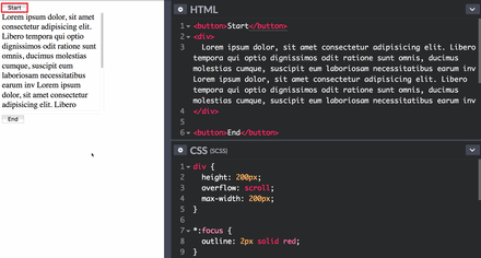 Overflowing block-level elements with overflow set to scroll or auto are focusable in Firefox.