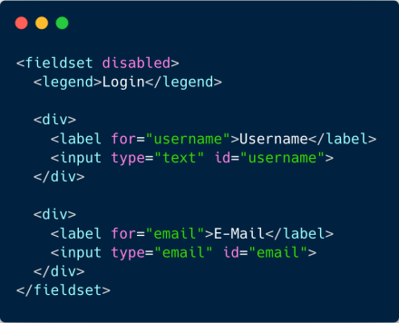 You can disable all form elements in a fieldset by setting the disabled attribute on the fieldset.