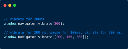 You can use JavaScript (Vibration API) to vibrate devices