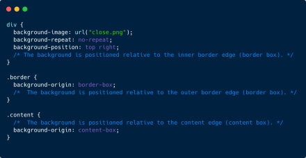 Using the background-origin property you can position background images relative to the inner border edge (default), outer border edge, or the content edge.