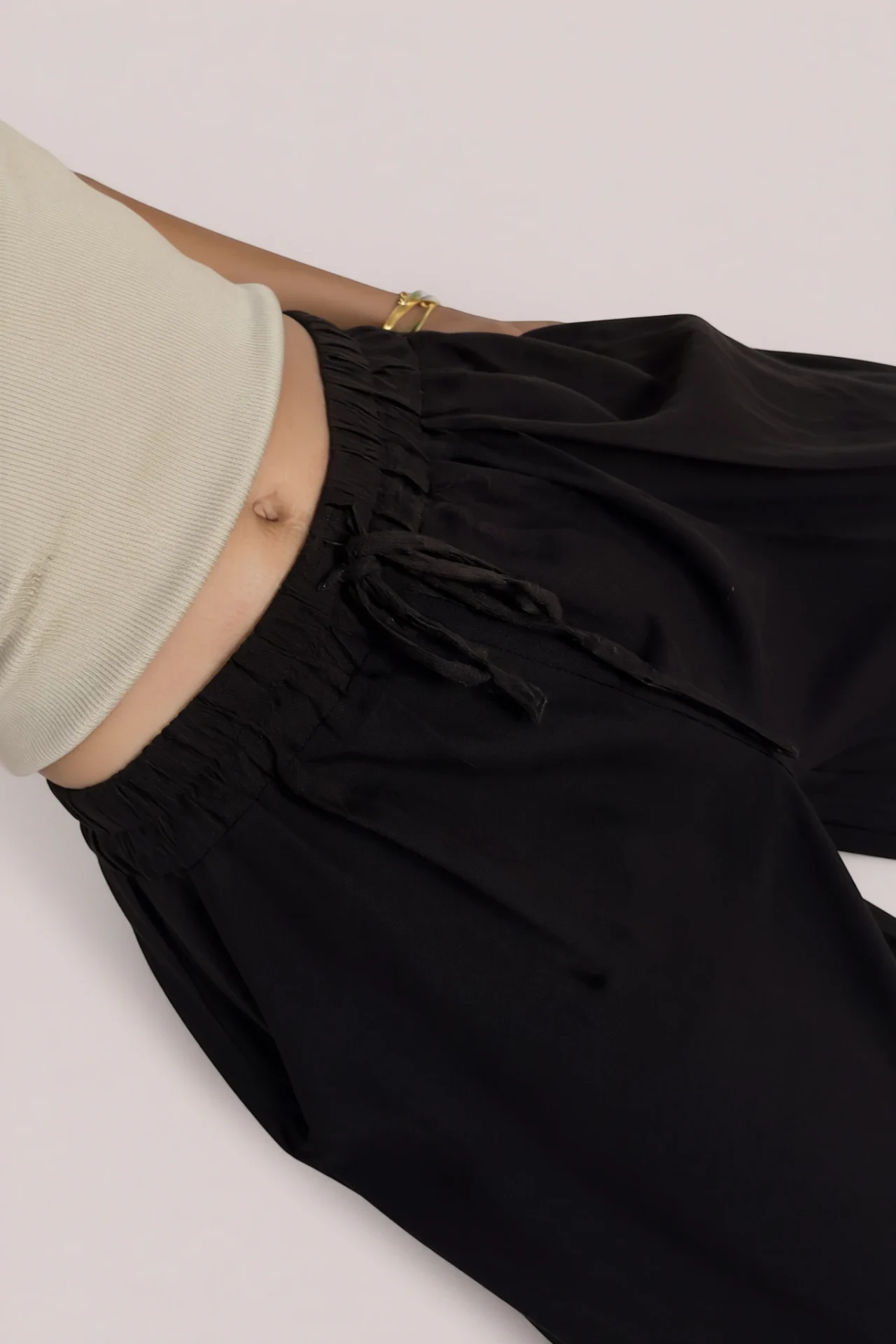 Linen Wide-Leg Drawstring Pants