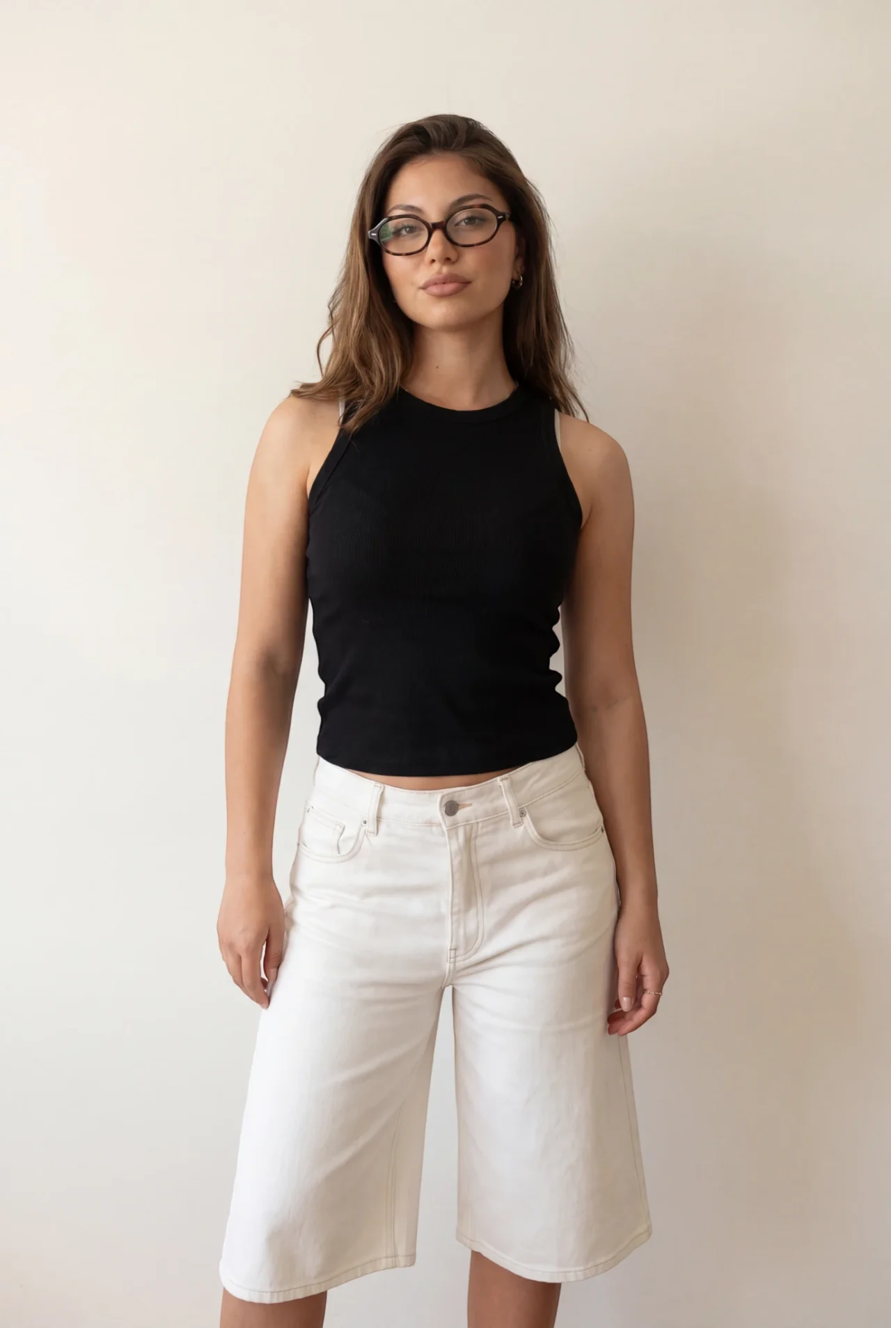 Ecru Denim Bermuda Shorts