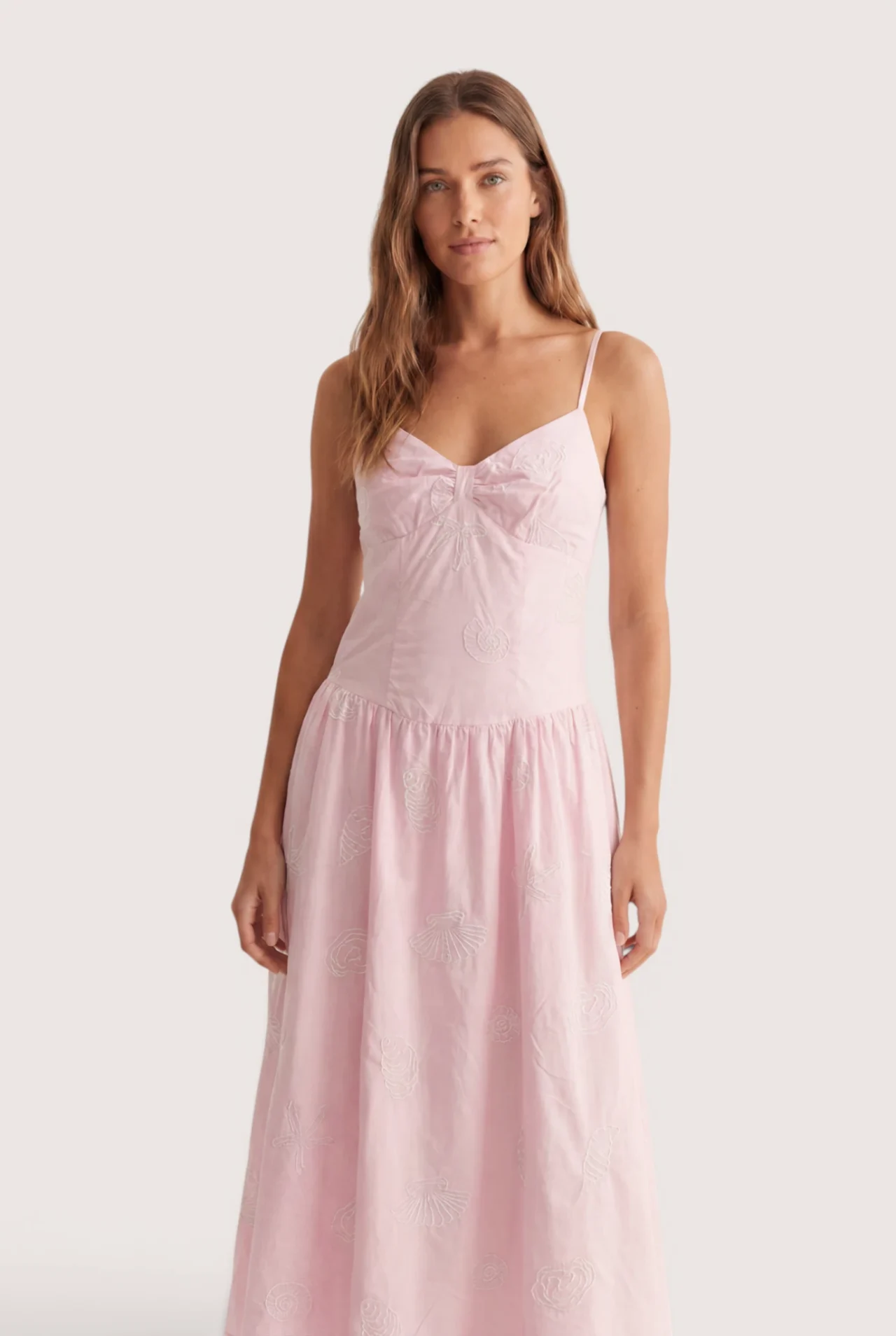 Embroidered Seashell Maxi Dress