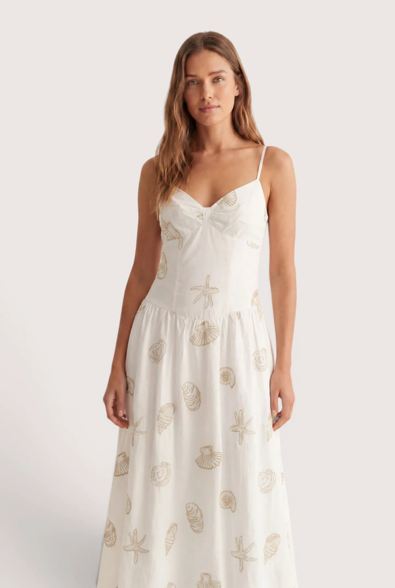 Embroidered Seashell Maxi Dress
